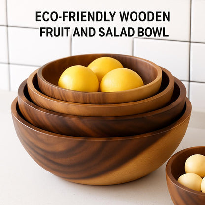 Eco-Friendly Wooden Fruit and Salad Bowl