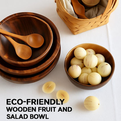 Eco-Friendly Wooden Fruit and Salad Bowl