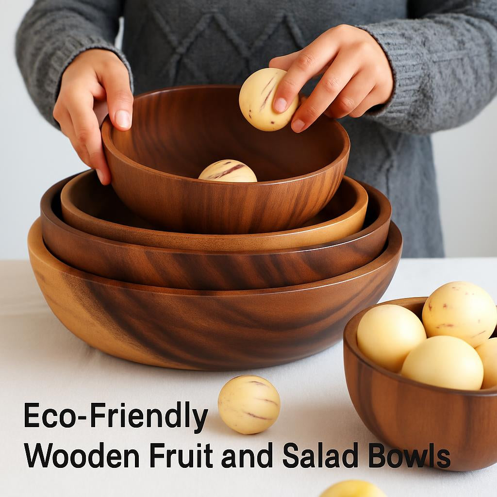 Eco-Friendly Wooden Fruit and Salad Bowl