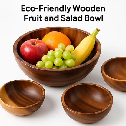 Eco-Friendly Wooden Fruit and Salad Bowl