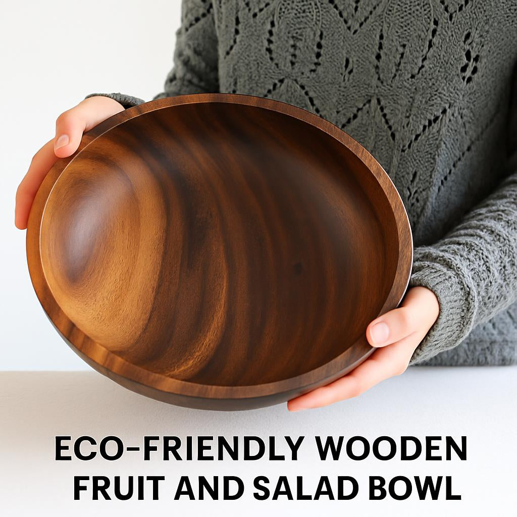 Eco-Friendly Wooden Fruit and Salad Bowl