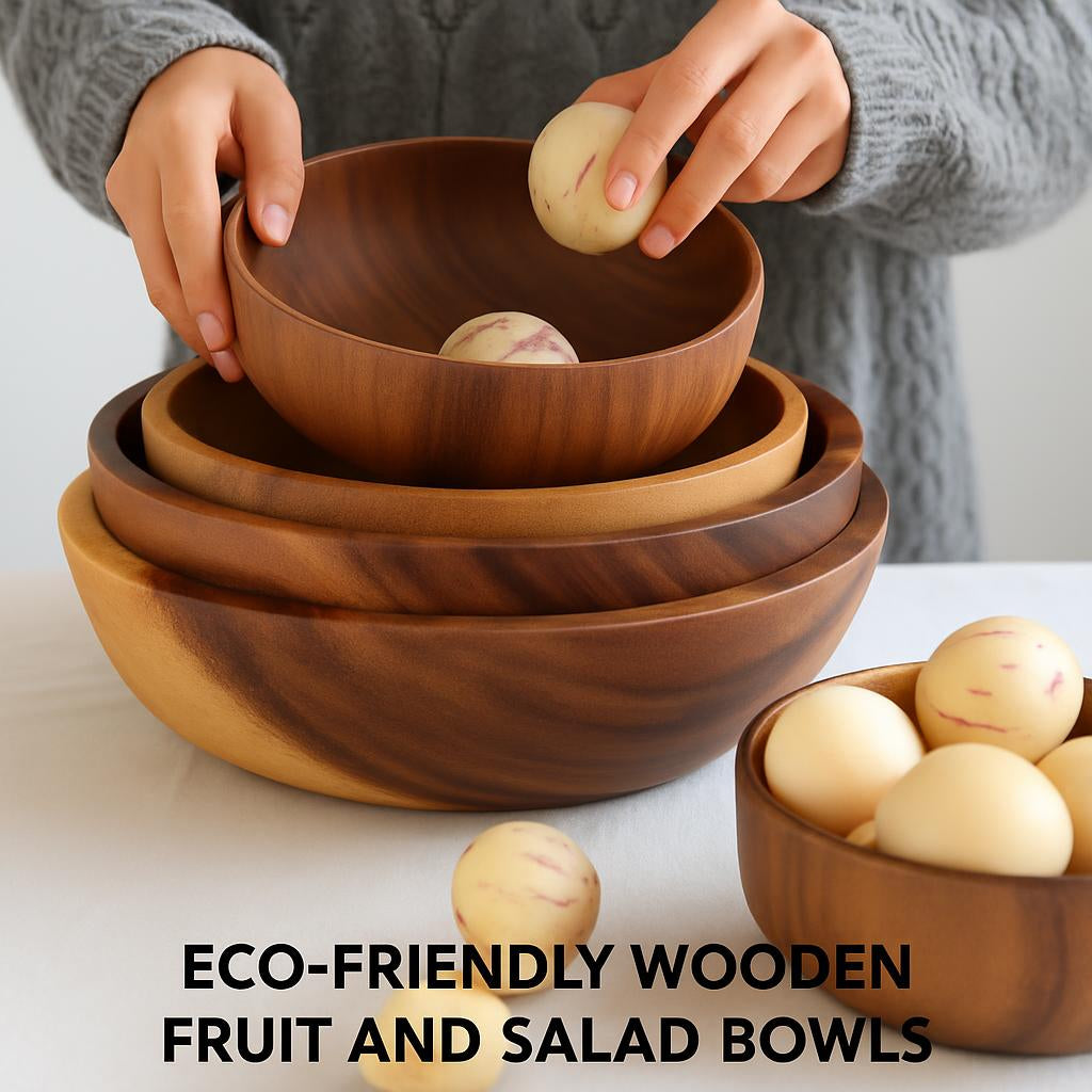 Eco-Friendly Wooden Fruit and Salad Bowl