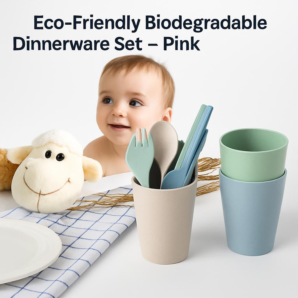 Eco-Friendly Biodegradable Dinnerware Set - Pink & Green Options
