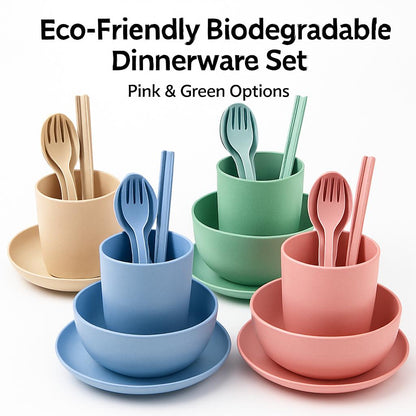 Eco-Friendly Biodegradable Dinnerware Set - Pink & Green Options