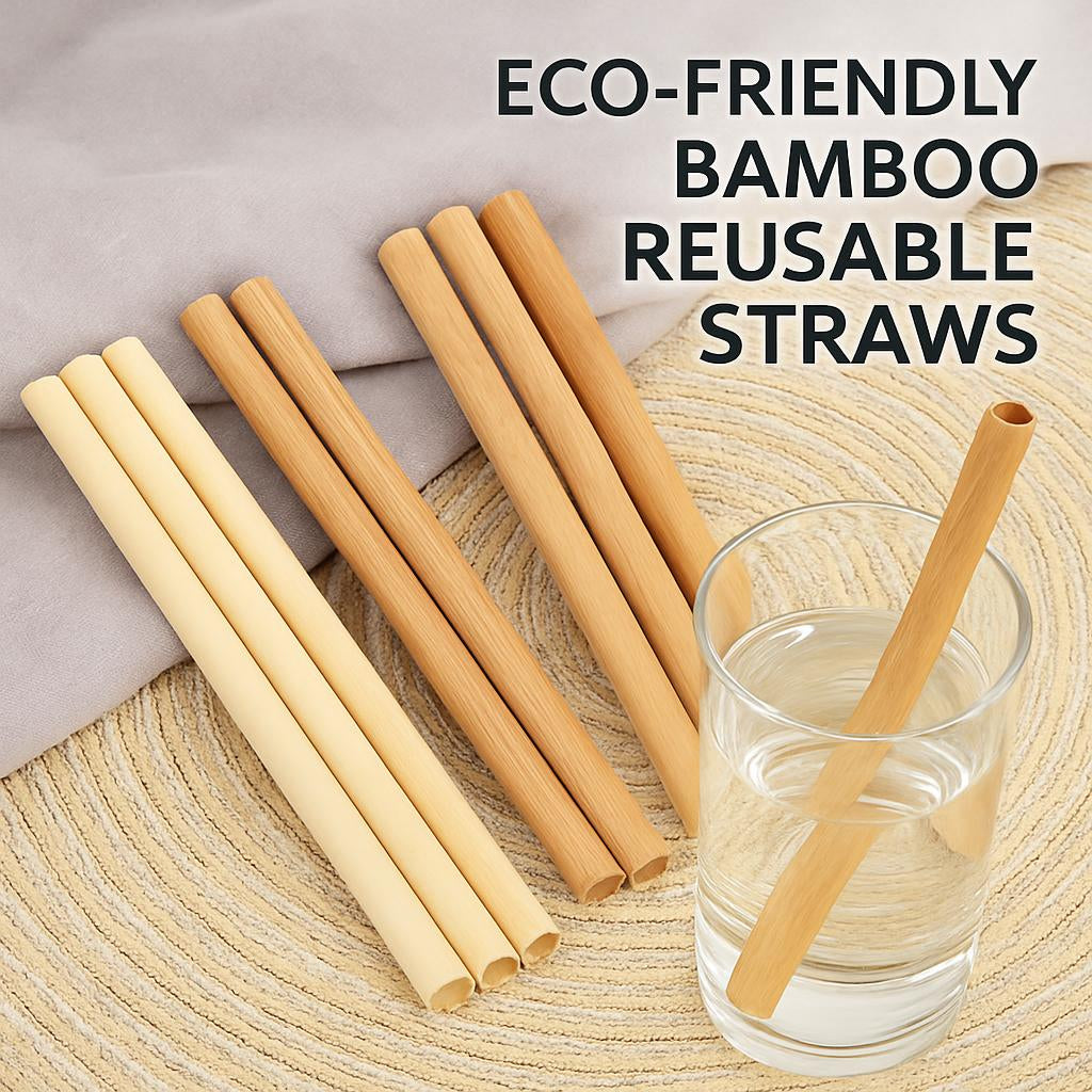 Eco-Friendly Bamboo Reusable Straws - Sustainable, Plastic-Free Drinking Solution