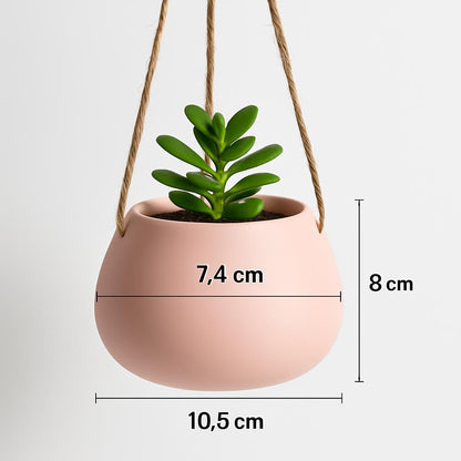 Eco-Friendly Light Pink Ceramic Hanging Planter