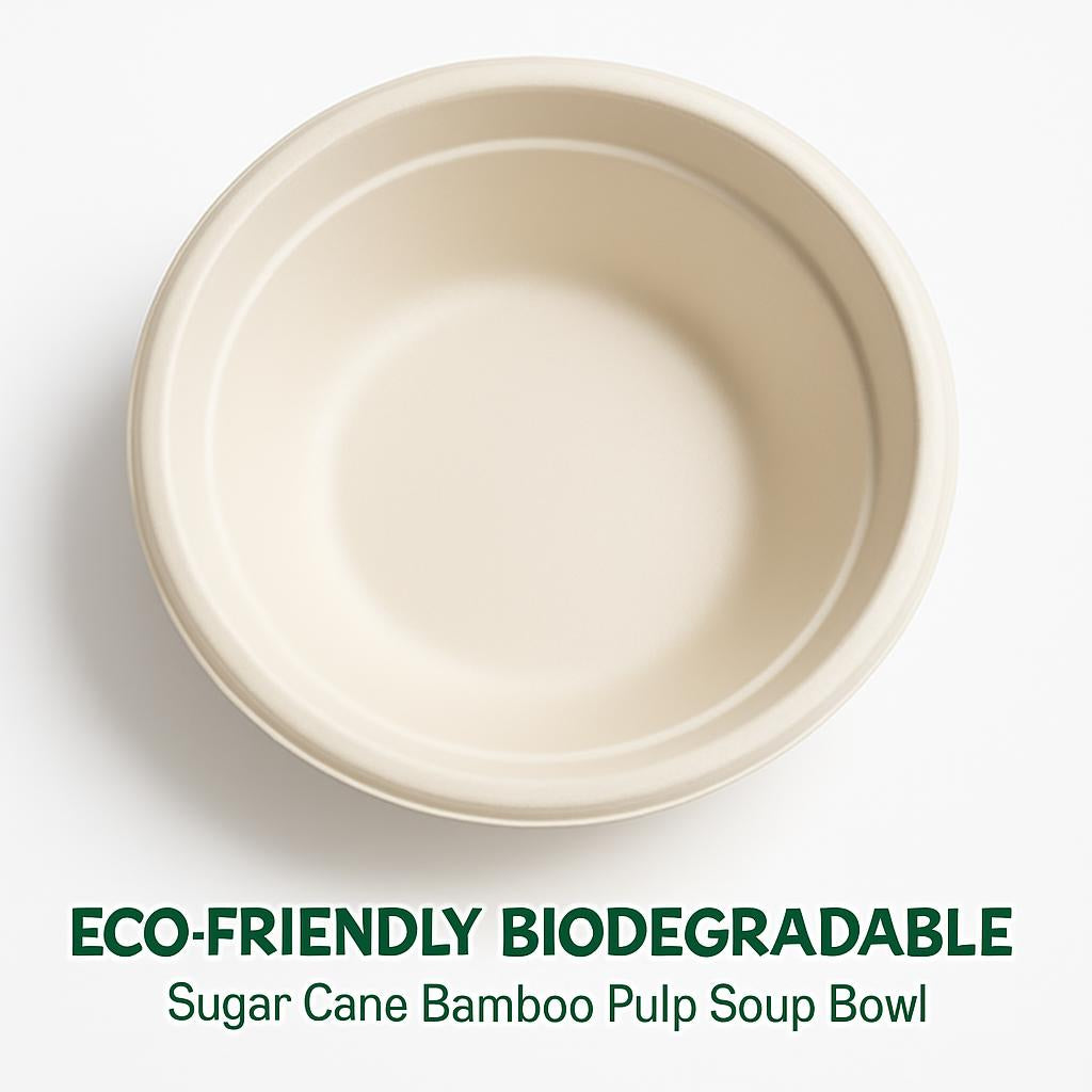 Eco-Friendly Biodegradable Sugar Cane Bamboo Pulp Soup Bowl