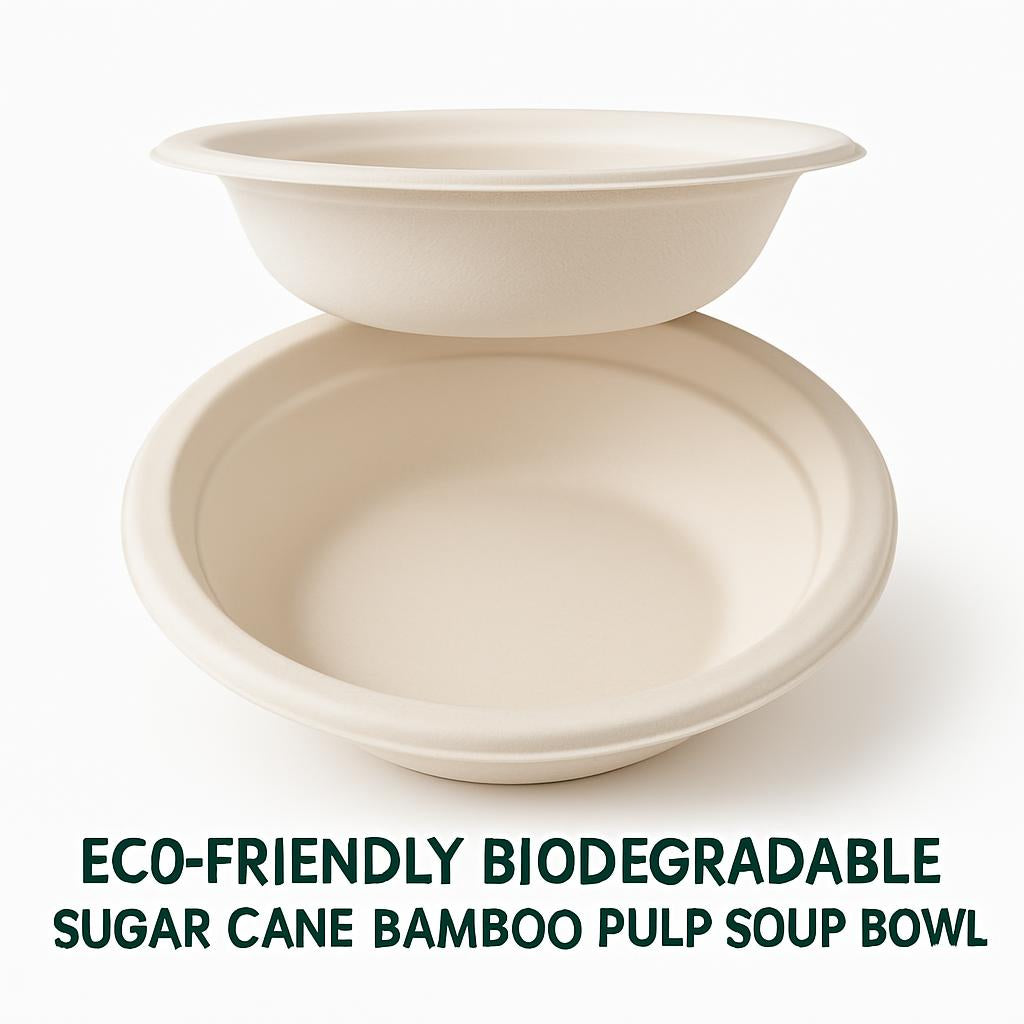 Eco-Friendly Biodegradable Sugar Cane Bamboo Pulp Soup Bowl