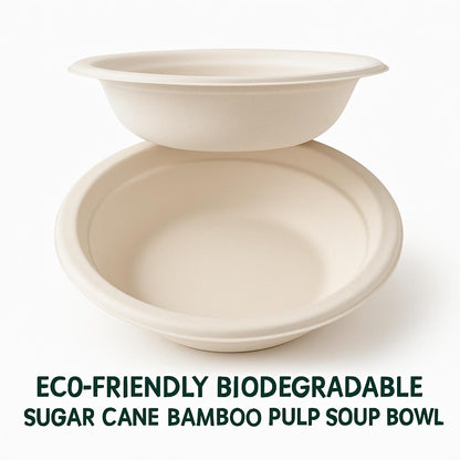 Eco-Friendly Biodegradable Sugar Cane Bamboo Pulp Soup Bowl