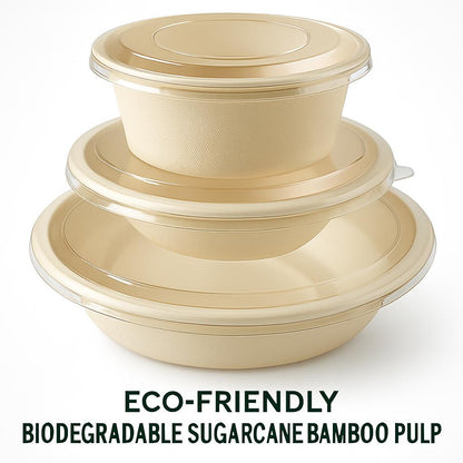 Eco-Friendly Biodegradable Sugar Cane Bamboo Pulp Soup Bowl