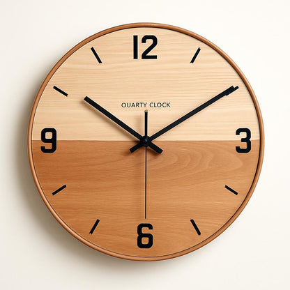 Eco-Friendly Natural Wood Wall Clock with Black Numerals