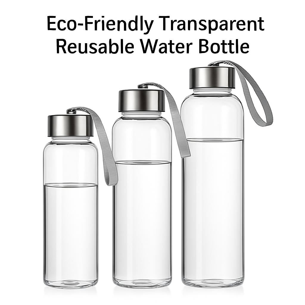 Transparent Reusable Water Bottle with Silver Cap
