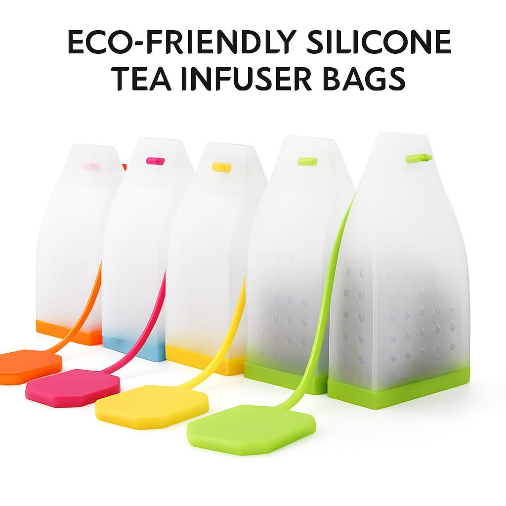 Multicolored reusable silicone tea infuser bags