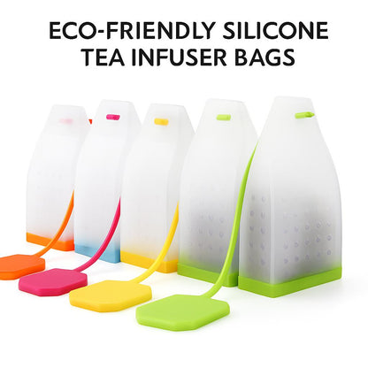 Multicolored reusable silicone tea infuser bags