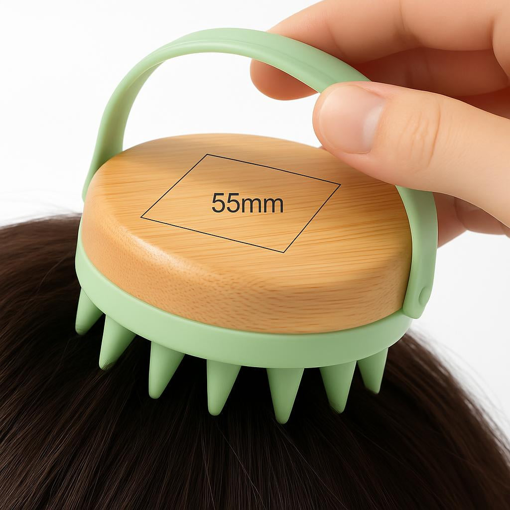 Eco-Friendly Bamboo Scalp Massager Brush for Relaxation and Wellness