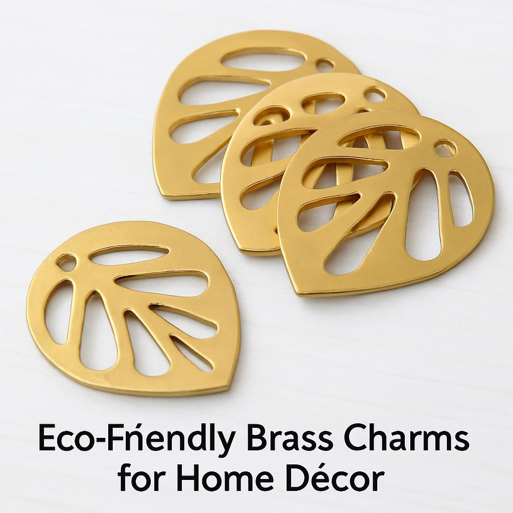 Brass leaf-shaped decorative charms for eco-friendly home décor