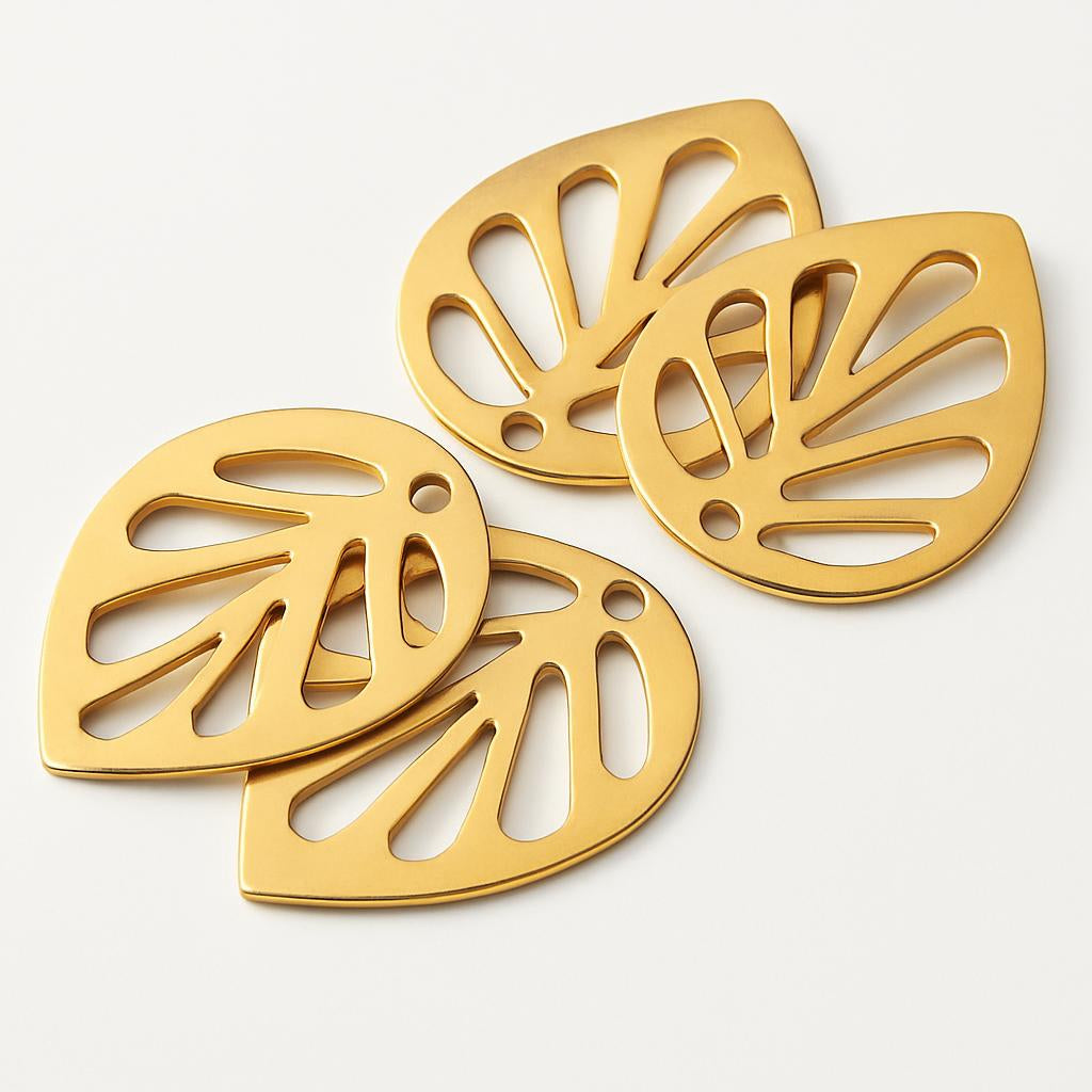 Eco-Friendly Brass Leaf Charms for Home Décor