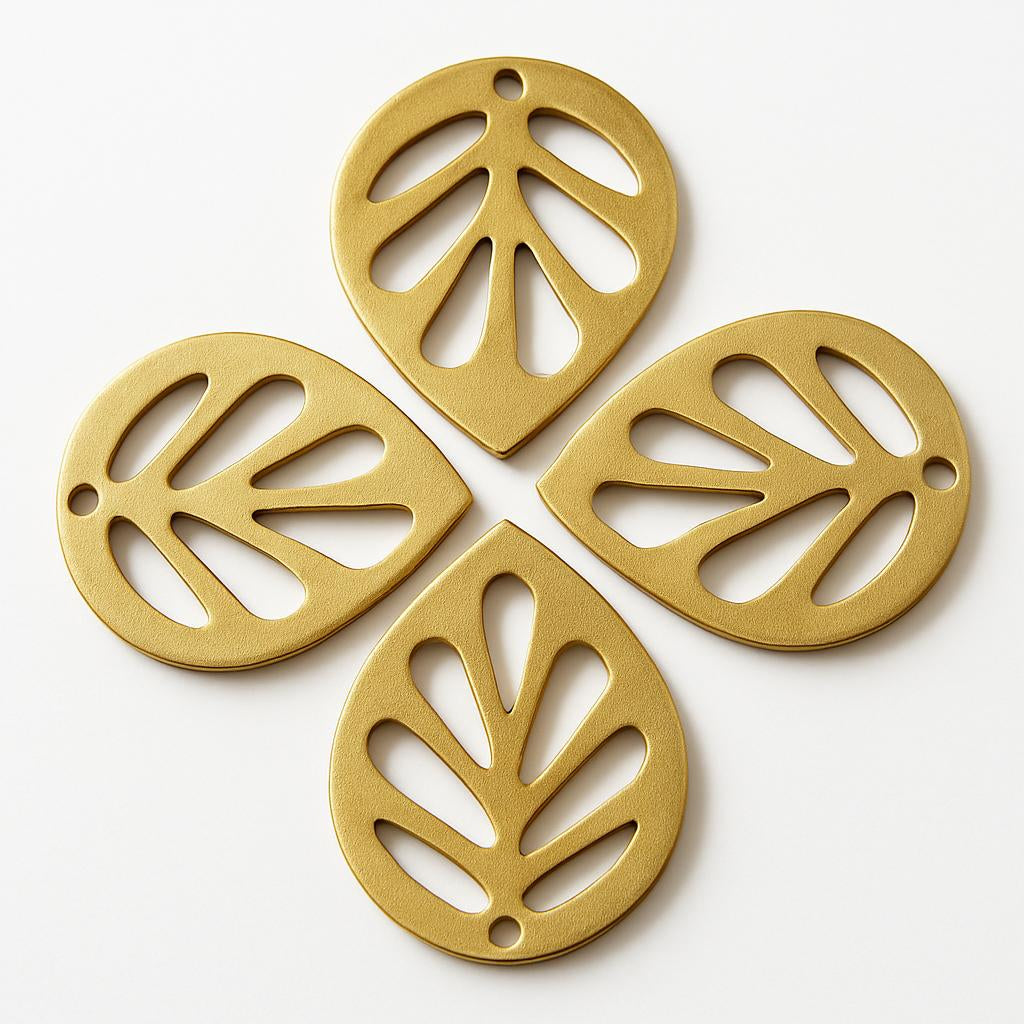 Eco-Friendly Brass Leaf Charms for Home Décor