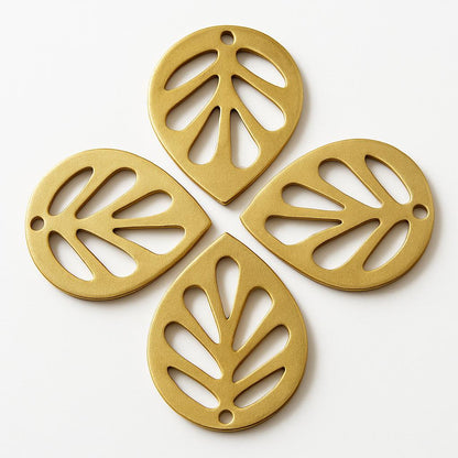 Eco-Friendly Brass Leaf Charms for Home Décor