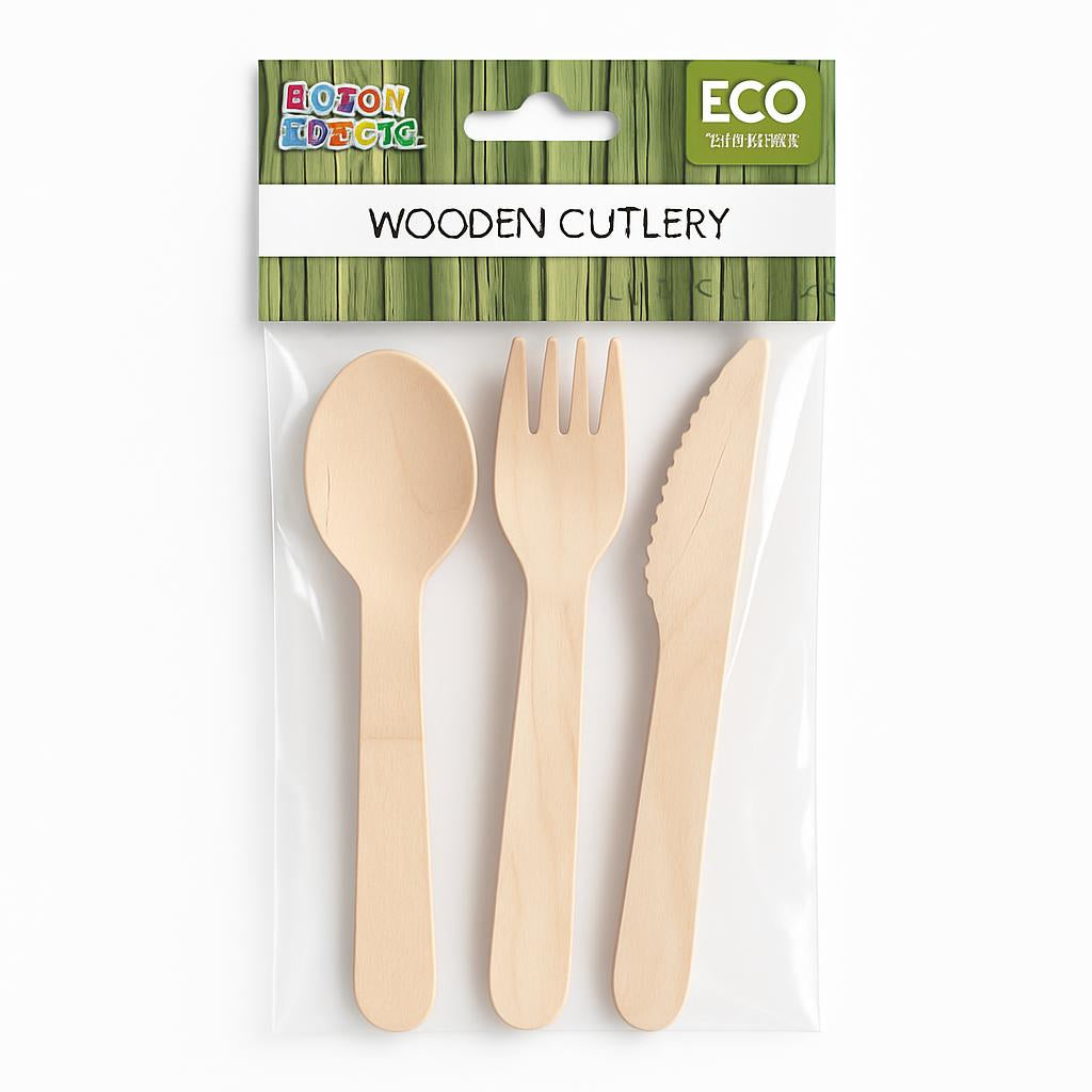 Eco-Friendly Wooden Cutlery Set - Sustainable, Biodegradable, Plastic-Free