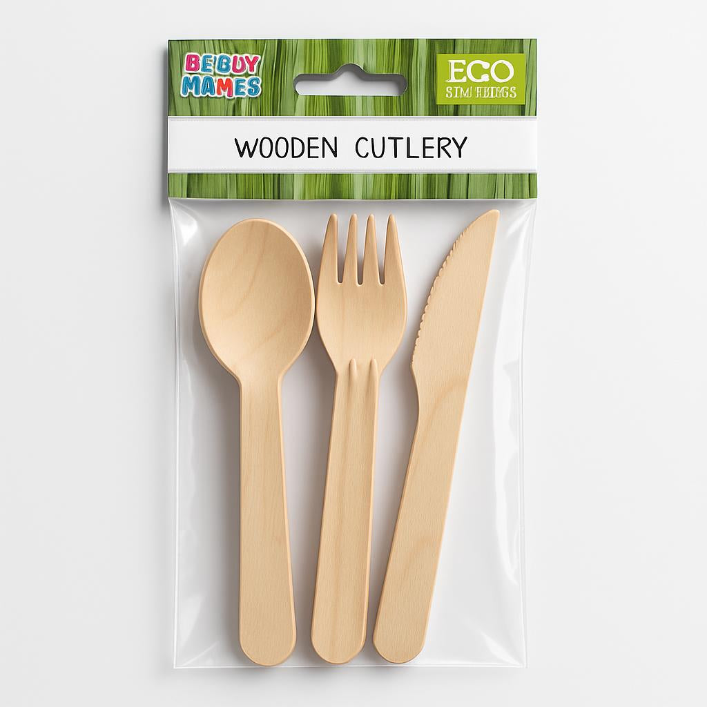 Eco-Friendly Wooden Cutlery Set - Sustainable, Biodegradable, Plastic-Free