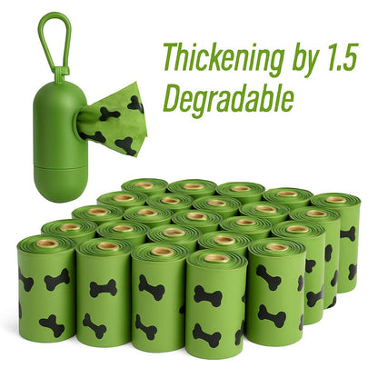 Eco-Friendly Degradable Pet Waste Bags with Dispenser - Green & Black
