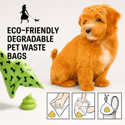 Eco-Friendly Degradable Pet Waste Bags with Dispenser - Green & Black