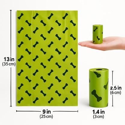 Eco-Friendly Degradable Pet Waste Bags with Dispenser - Green & Black