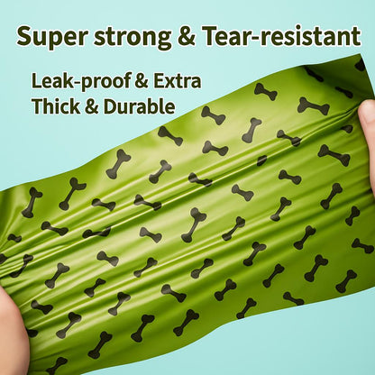Eco-Friendly Degradable Pet Waste Bags with Dispenser - Green & Black