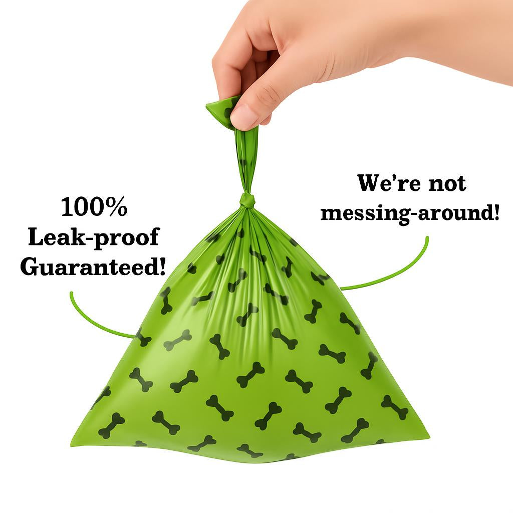 Eco-Friendly Degradable Pet Waste Bags with Dispenser - Green & Black