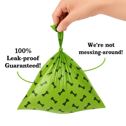 Eco-Friendly Degradable Pet Waste Bags with Dispenser - Green & Black