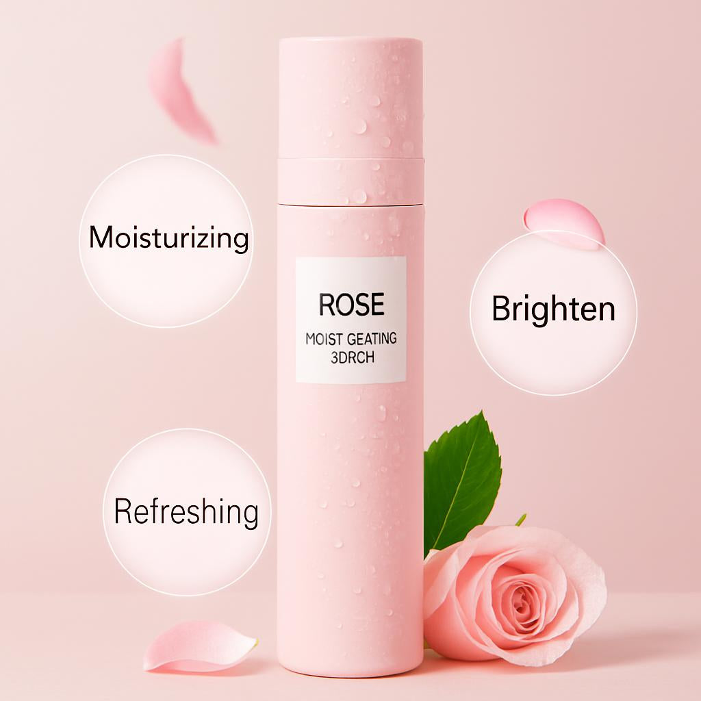 Rose Moisturizing Toner in a Pink Cylindrical Bottle