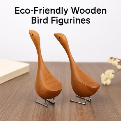 Eco-Friendly Wooden Bird Figurines - Sustainable Home Décor