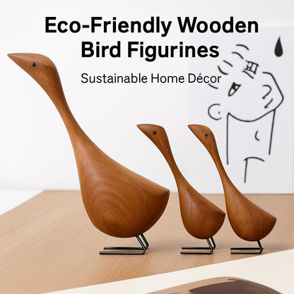 Eco-Friendly Wooden Bird Figurines - Sustainable Home Décor