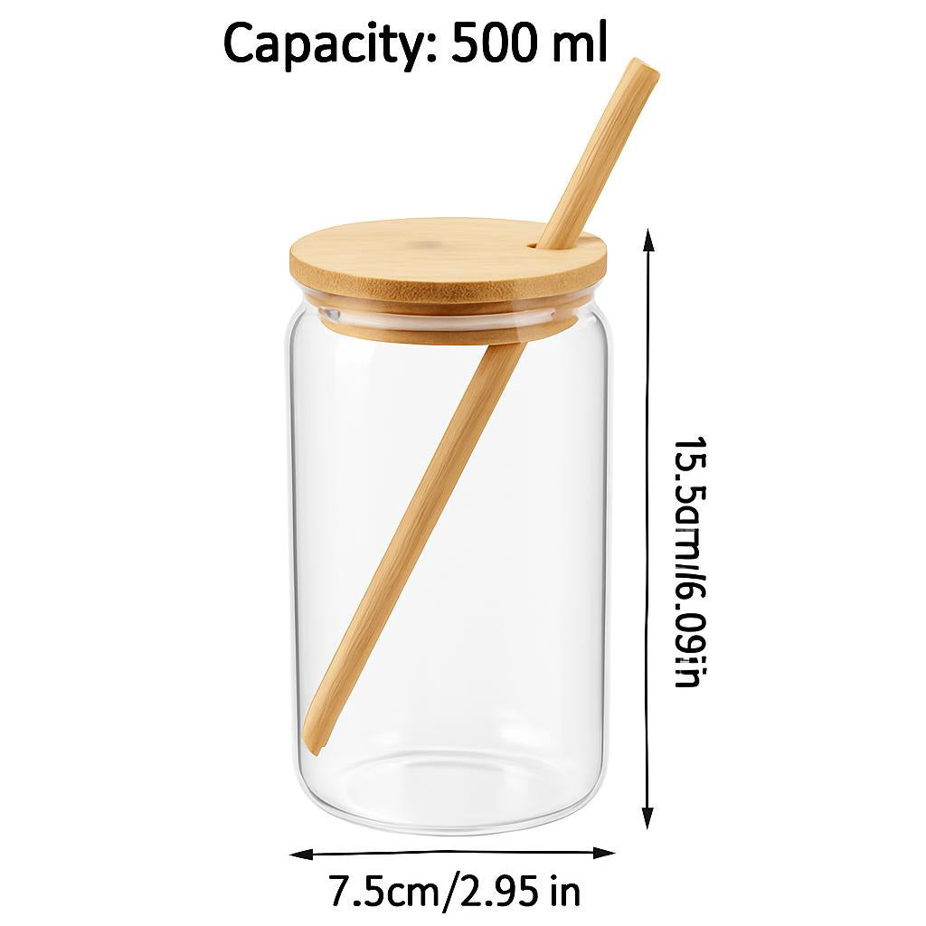 Eco-Friendly Glass Cup with Bamboo Lid & Straw