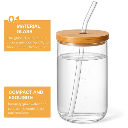 Eco-Friendly Glass Cup with Bamboo Lid & Straw