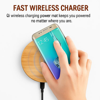 Eco-Friendly Bamboo Wireless Charger - Sustainable Inductive Charging Pad