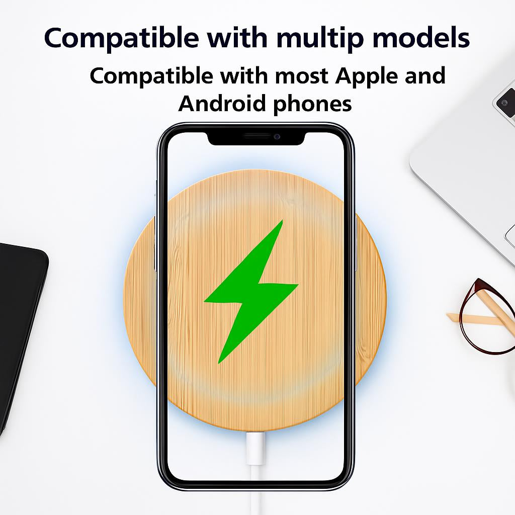 Eco-Friendly Bamboo Wireless Charger - Sustainable Inductive Charging Pad