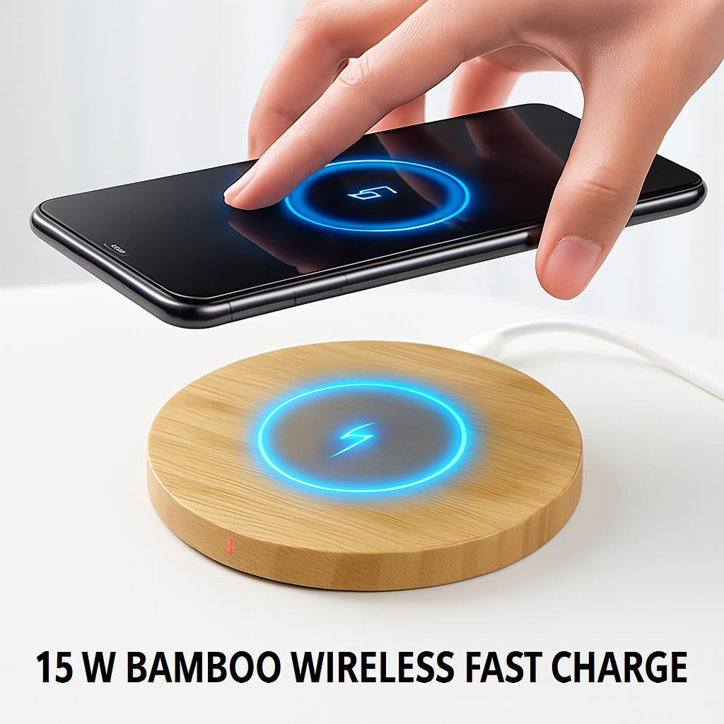 Eco-Friendly Bamboo Wireless Charger - Sustainable Inductive Charging Pad