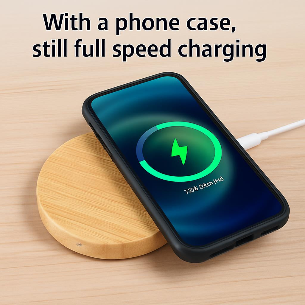 Eco-Friendly Bamboo Wireless Charger - Sustainable Inductive Charging Pad