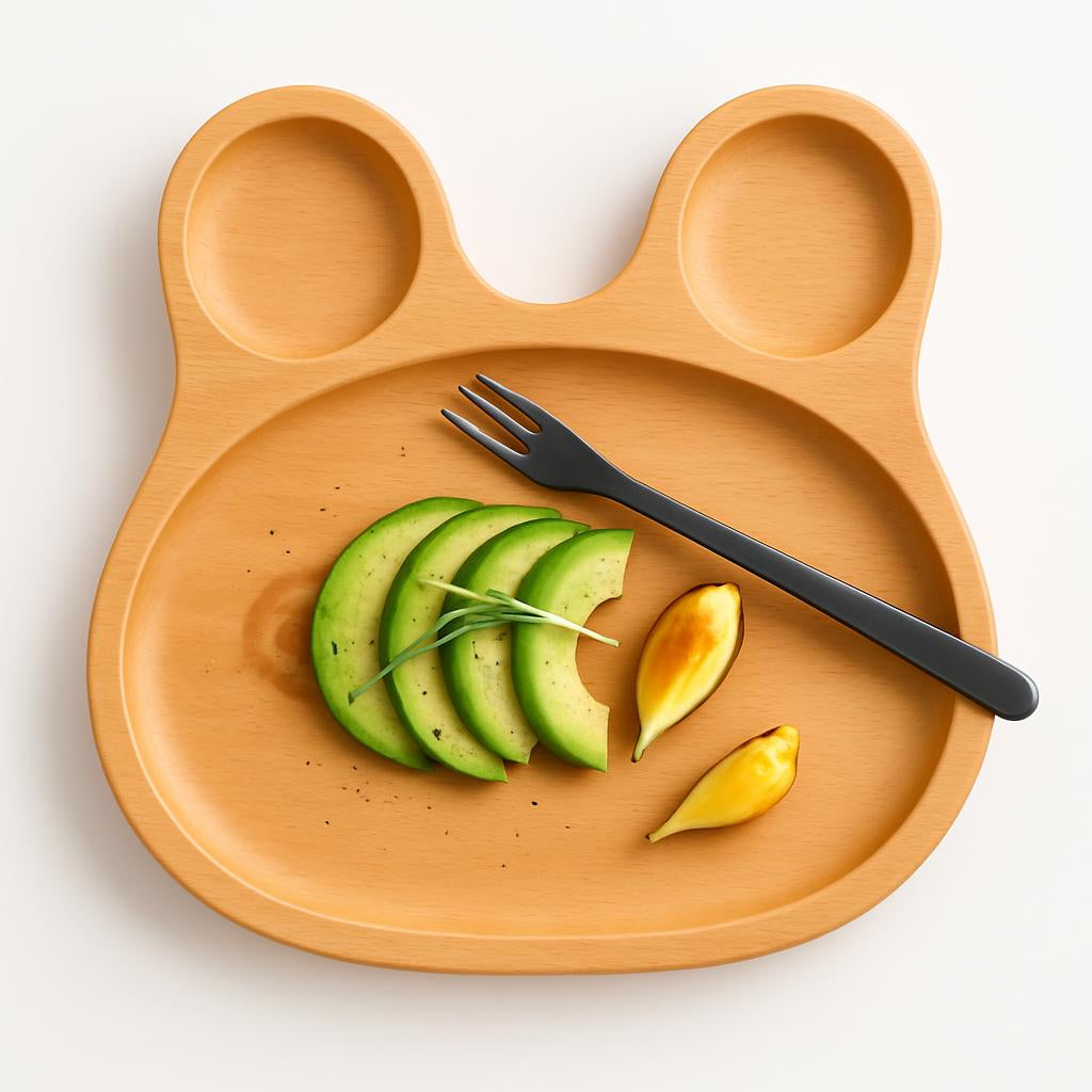 Eco-friendly animal-shaped wooden plate for kids