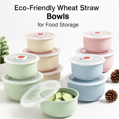 Eco-Friendly Reusable Food Storage Containers in Green, Beige, Pink, Blue