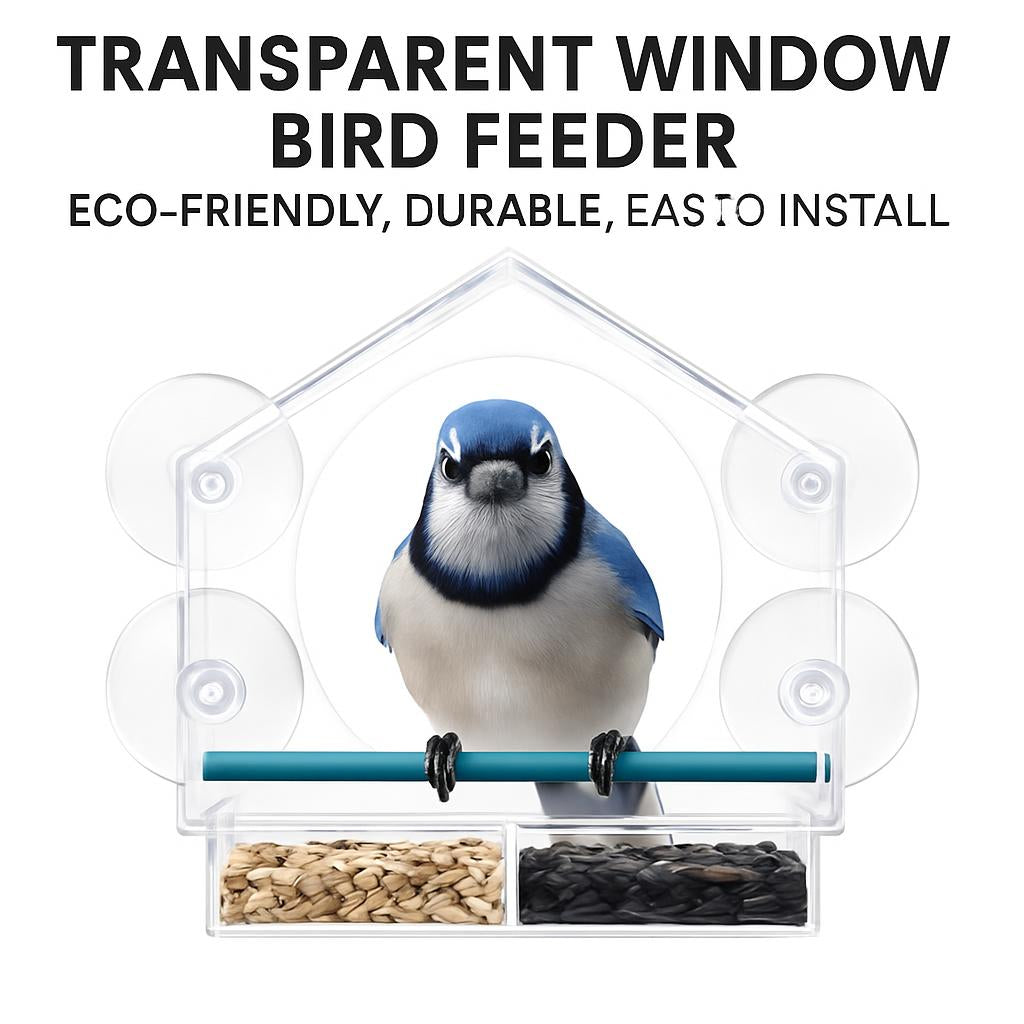 Transparent Window Bird Feeder - Eco-Friendly, Durable, Easy to Install