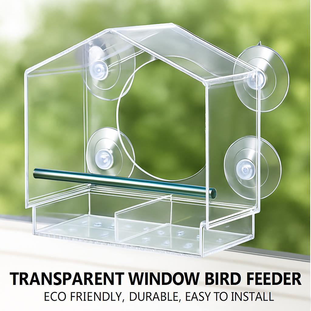 Transparent Window Bird Feeder - Eco-Friendly, Durable, Easy to Install