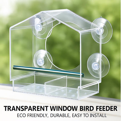Transparent Window Bird Feeder - Eco-Friendly, Durable, Easy to Install