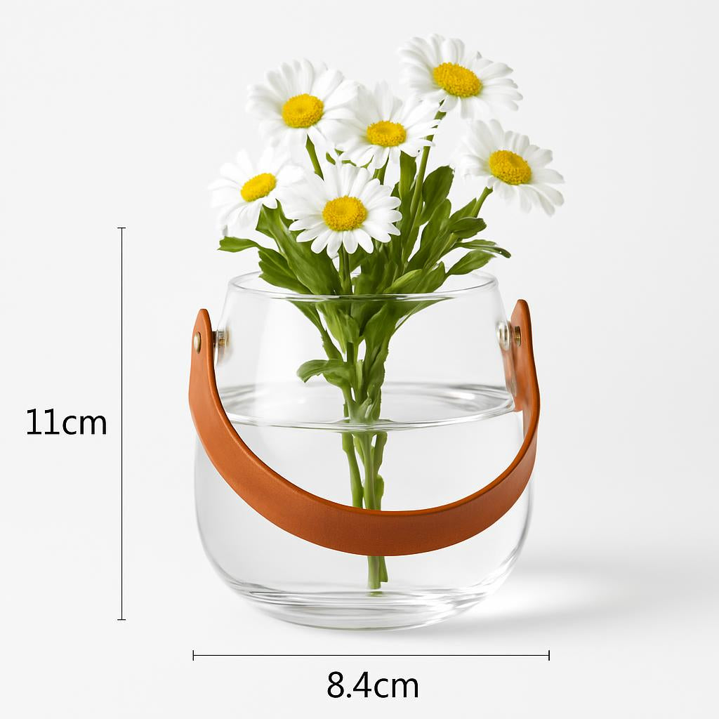 Eco-Friendly Leather Portable Glass Vase