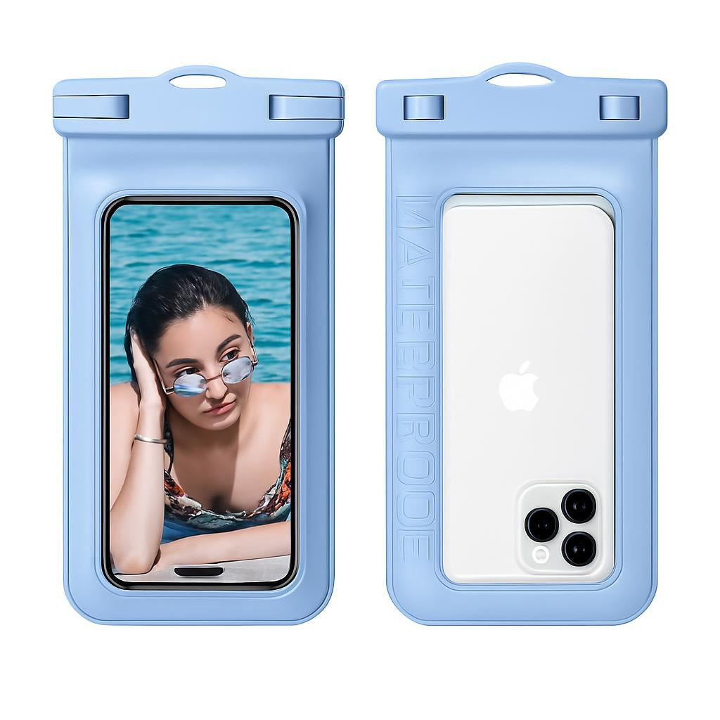 Waterproof Phone Pouch - Light Blue, Durable & Eco-Friendly