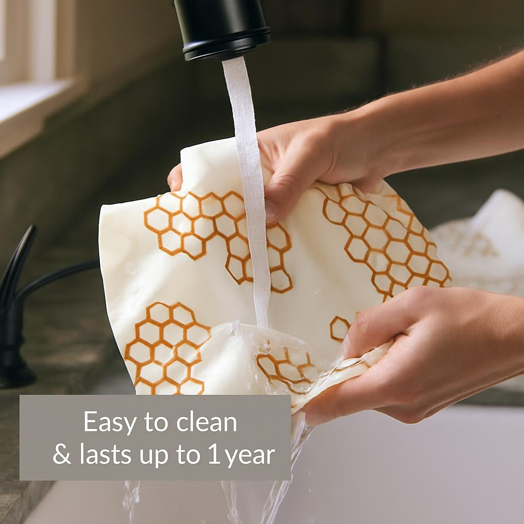 Eco-Friendly Reusable Beeswax Food Wraps - Teal Nature Patterns