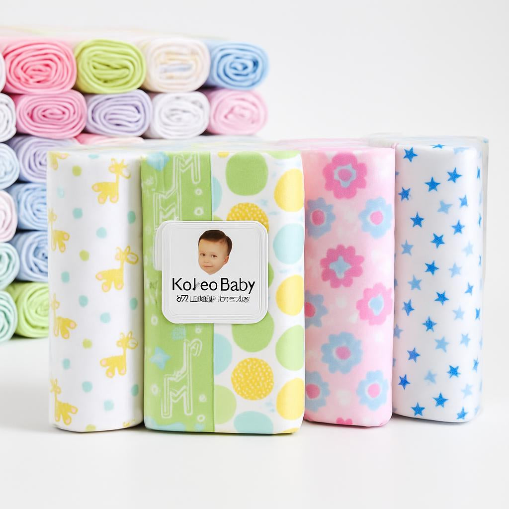 Organic Cotton Baby Receiving Blankets - Pink, White, Gray Patterns