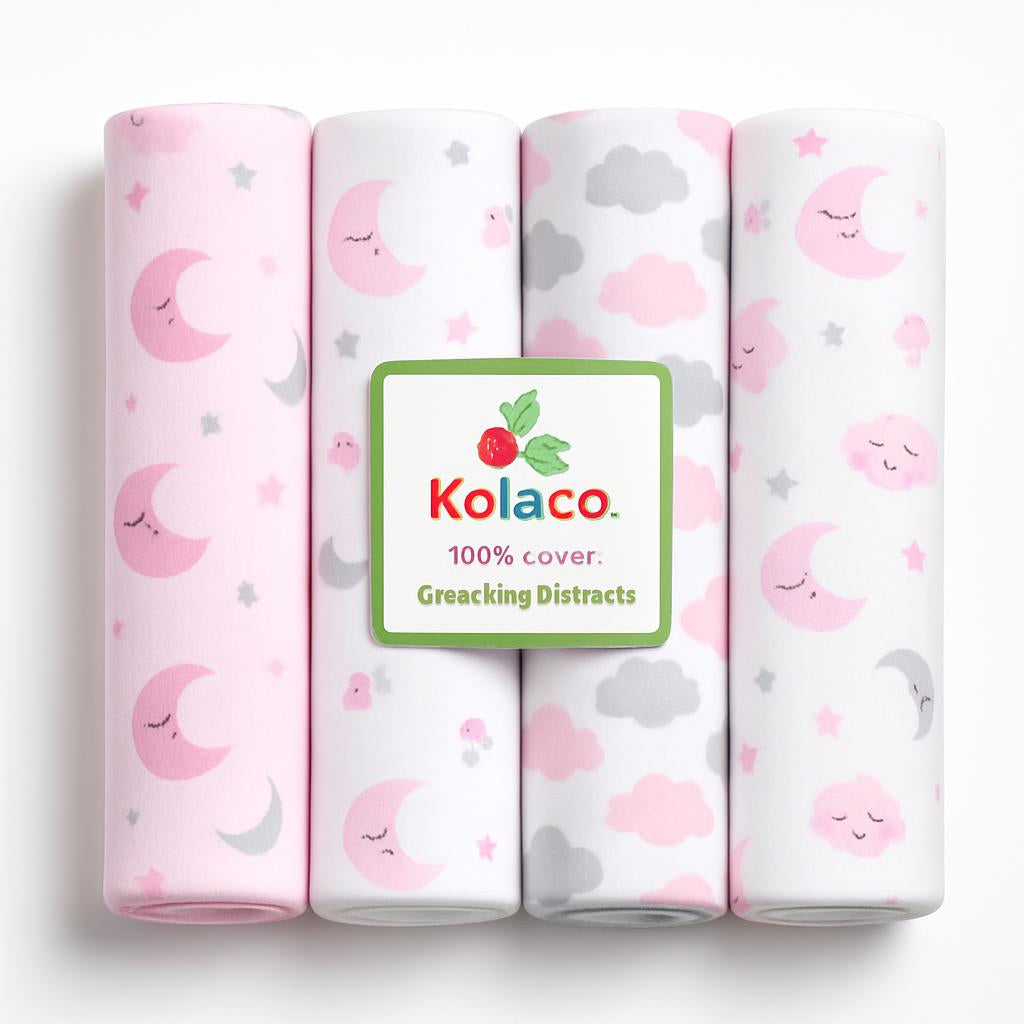 Organic Cotton Baby Receiving Blankets - Pink, White, Gray Patterns